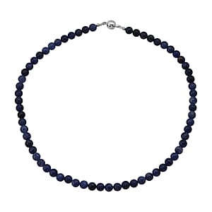 Sodalite 140.00 ctw Beaded Necklace with Magnetic Lock in Sterling Silver 18 Inches