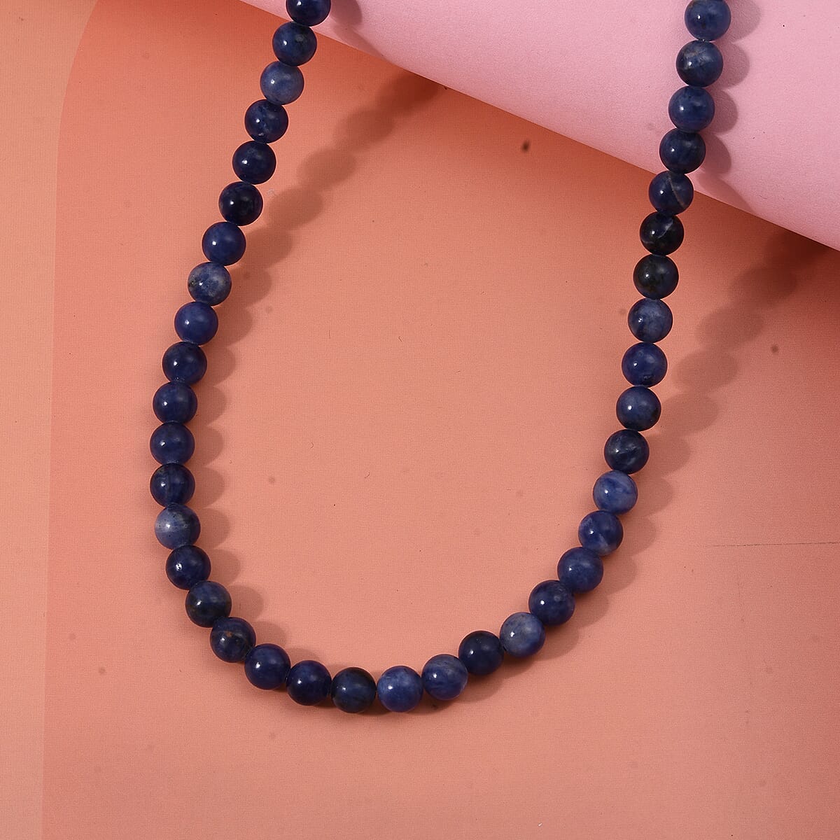Sodalite Beaded Necklace with Magnetic Lock in Sterling Silver 140.00 ctw (18 Inches) image number 1