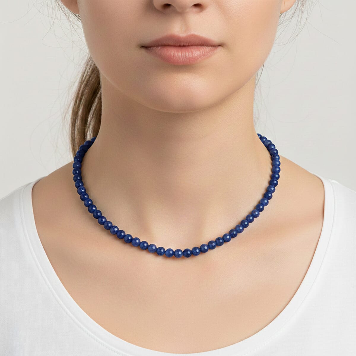 Sodalite Beaded Necklace with Magnetic Lock in Sterling Silver 140.00 ctw (18 Inches) image number 2