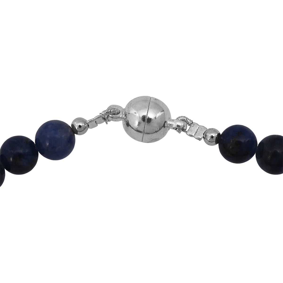Sodalite Beaded Necklace with Magnetic Lock in Sterling Silver 140.00 ctw (18 Inches) image number 4