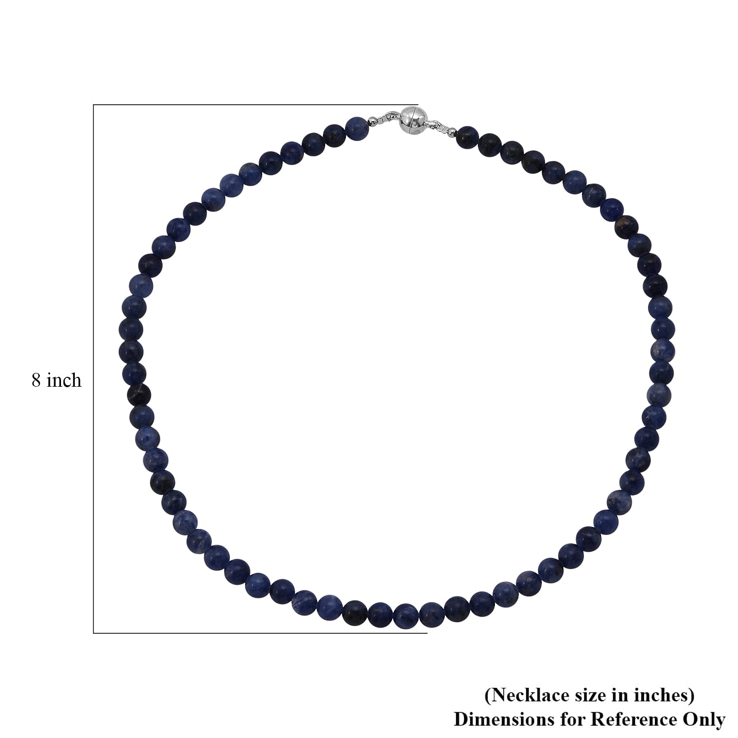 Sodalite Beaded Necklace with Magnetic Lock in Rhodium Over Copper 140.00 ctw (18 Inches)