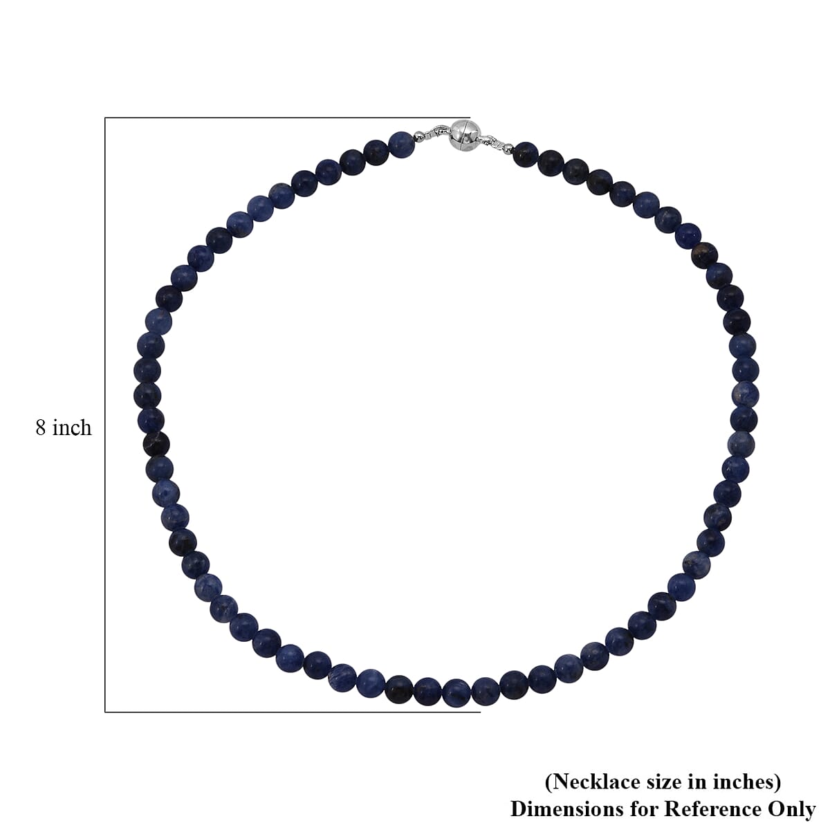 Sodalite Beaded Necklace with Magnetic Lock in Sterling Silver 140.00 ctw (18 Inches) image number 5