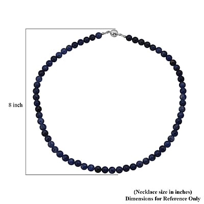 Sodalite Beaded Necklace with Magnetic Lock in Rhodium Over Copper 140.00 ctw (18 Inches)