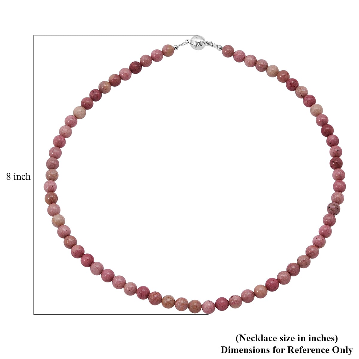 Rhodonite Beaded Necklace with Magnetic Lock in Sterling Silver 150.00 ctw (18 Inches) image number 5