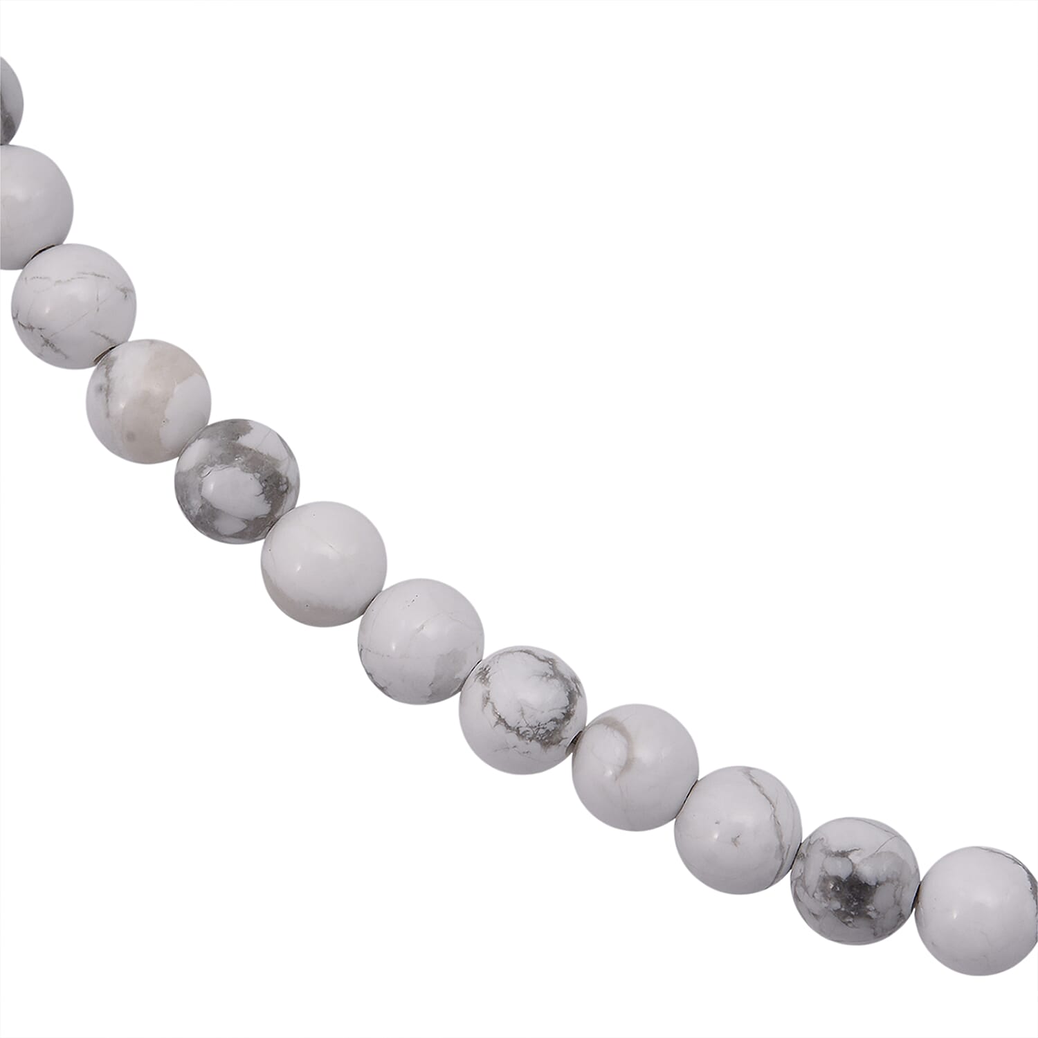 White Howlite Beaded Necklace with Magnetic Lock in Rhodium Over Copper 150.00 ctw (18 Inches)