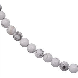 White Howlite Beaded Necklace with Magnetic Lock in Sterling Silver 150.00 ctw (18 Inches)