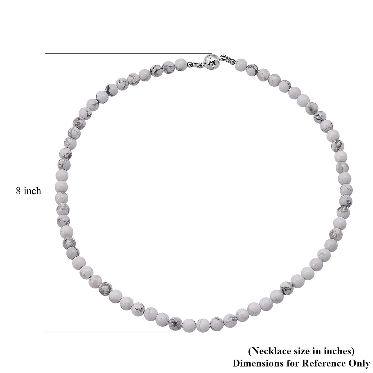 White Howlite Beaded Necklace with Magnetic Lock in Sterling Silver 150.00 ctw (18 Inches) image number 5