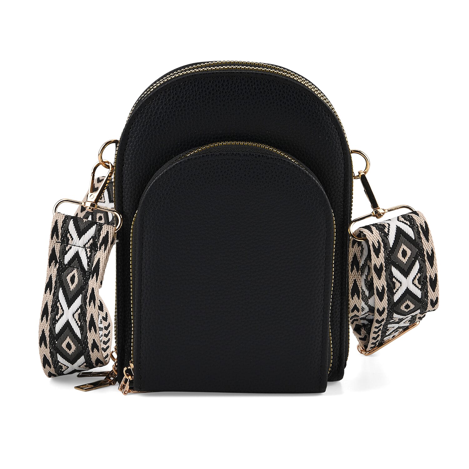 La Marey Black Faux Leather Crossbody Bag
