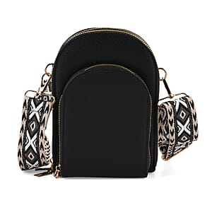 La Marey Black Faux Leather Crossbody Bag