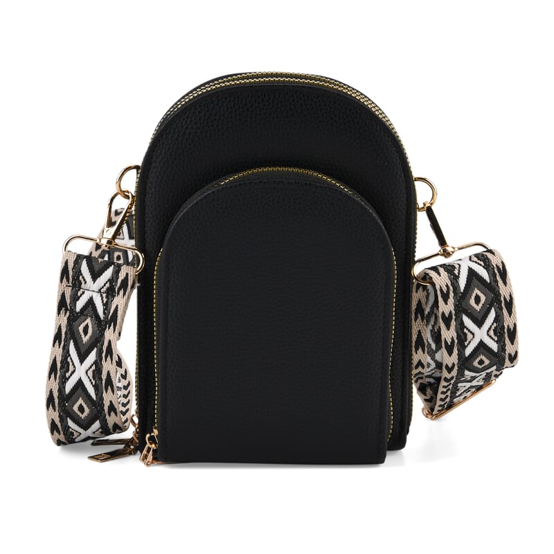 La Marey Black Faux Leather Crossbody Bag
