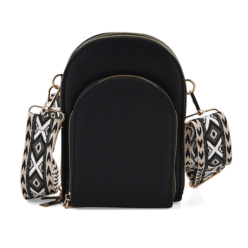 La Marey Black Faux Leather Crossbody Bag