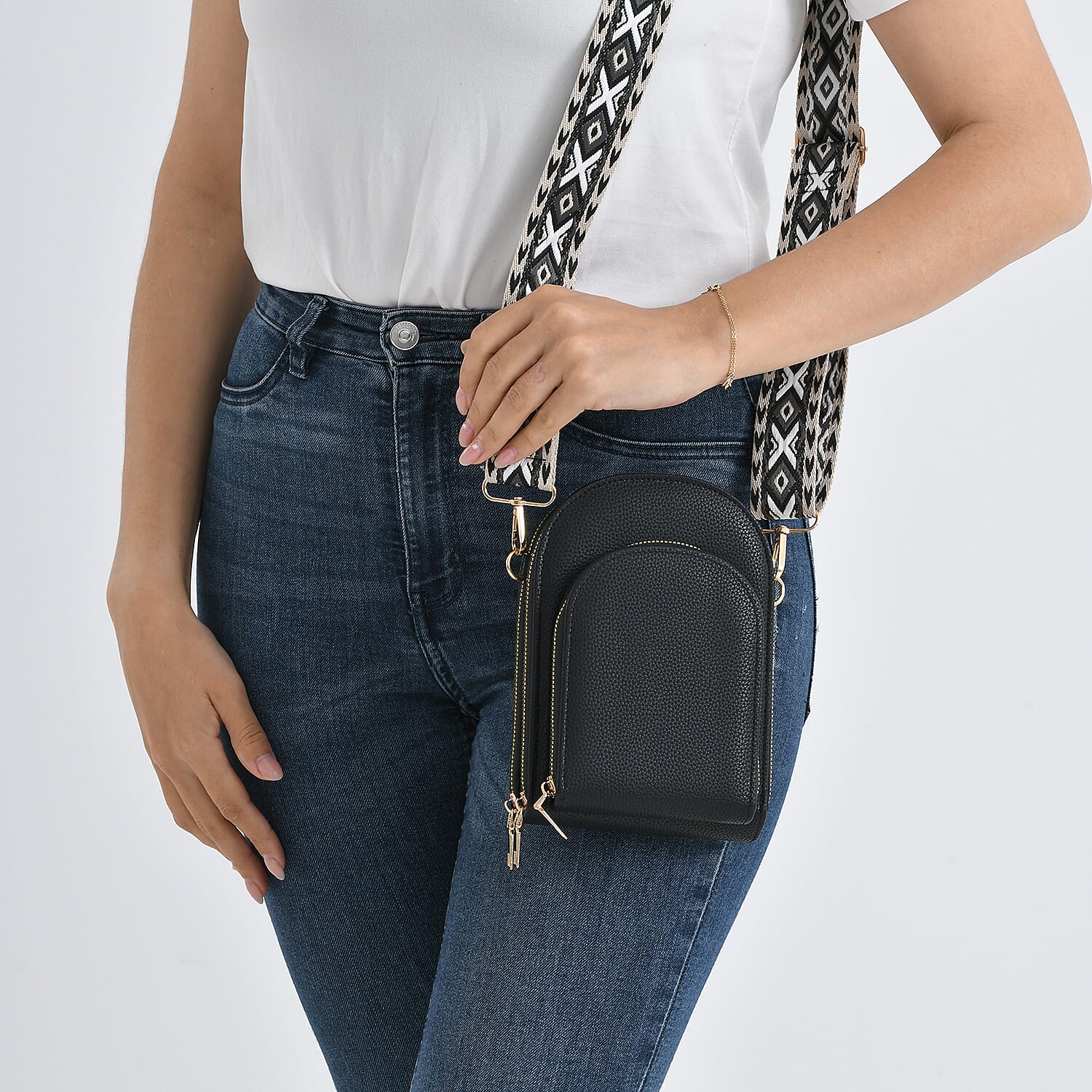 La Marey Black Faux Leather Crossbody Bag