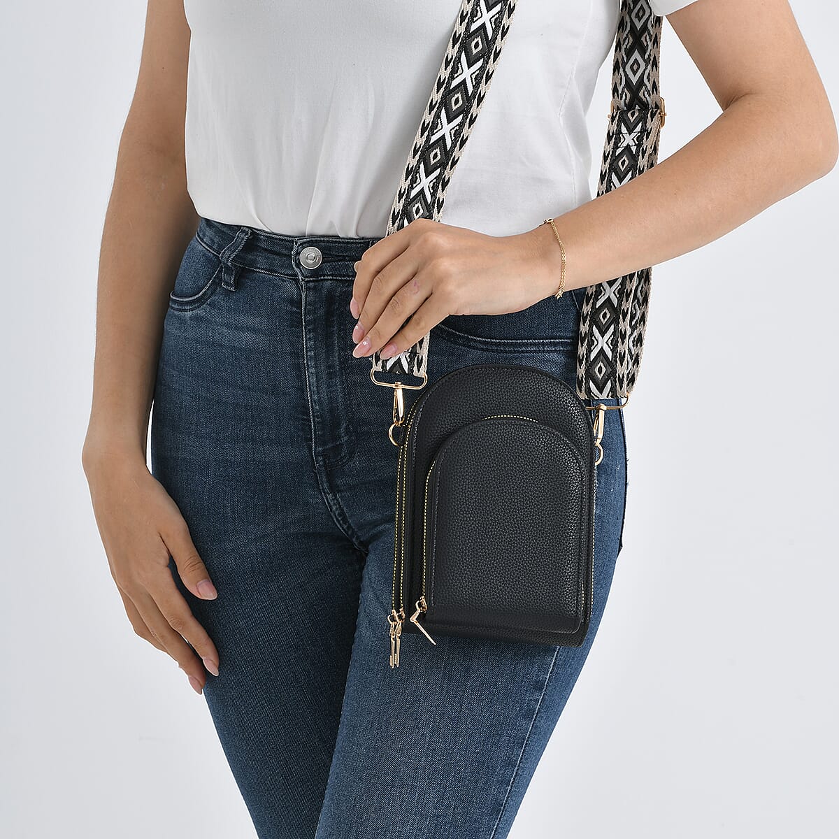 La Marey Black Faux Leather Crossbody Bag image number 3
