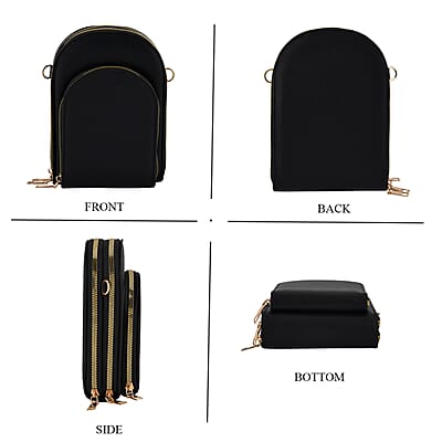 La Marey Black Faux Leather Crossbody Bag