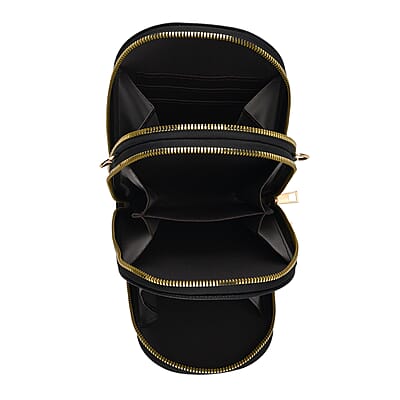 La Marey Black Faux Leather Crossbody Bag