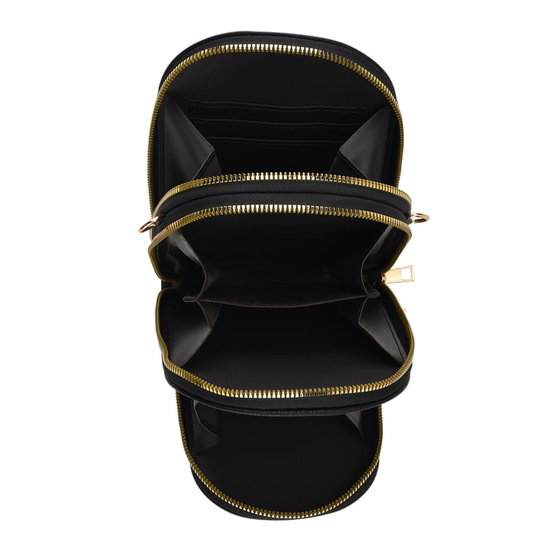 La Marey Black Faux Leather Crossbody Bag
