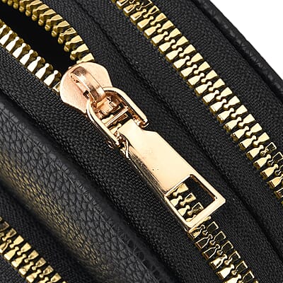 La Marey Black Faux Leather Crossbody Bag