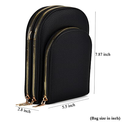 La Marey Black Faux Leather Crossbody Bag