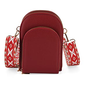 La Marey Dark Red Faux Leather Crossbody Bag