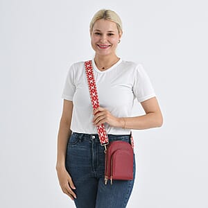La Marey Dark Red Faux Leather Crossbody Bag