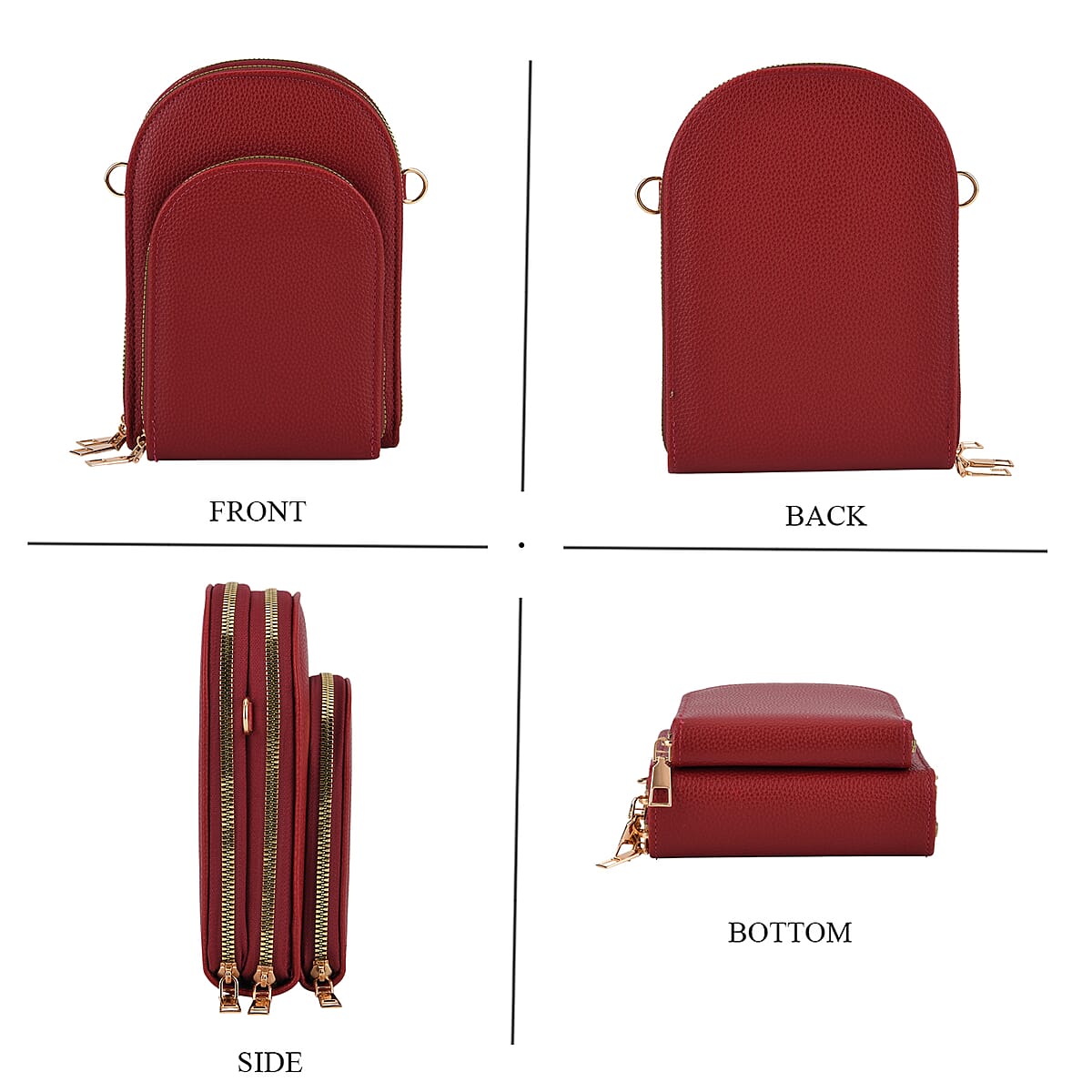 La Marey Dark Red Faux Leather Crossbody Bag image number 4