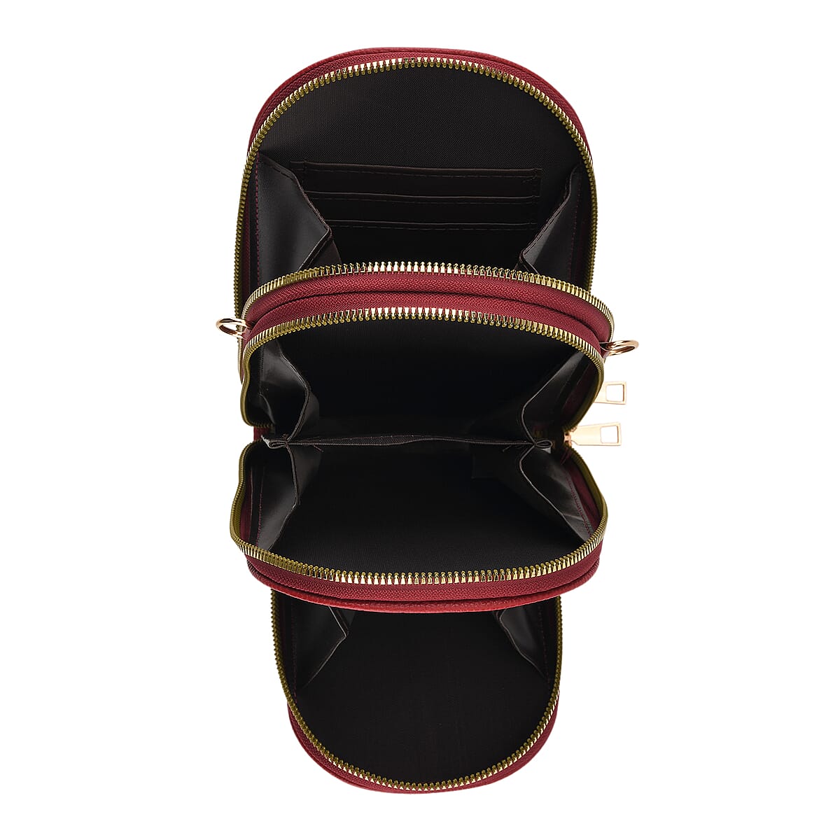 La Marey Dark Red Faux Leather Crossbody Bag image number 5