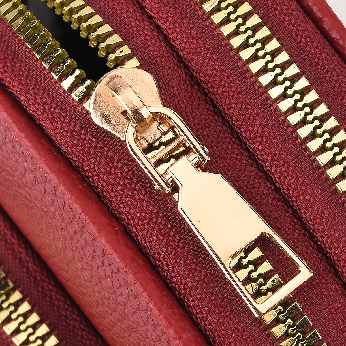 La Marey Dark Red Faux Leather Crossbody Bag image number 6