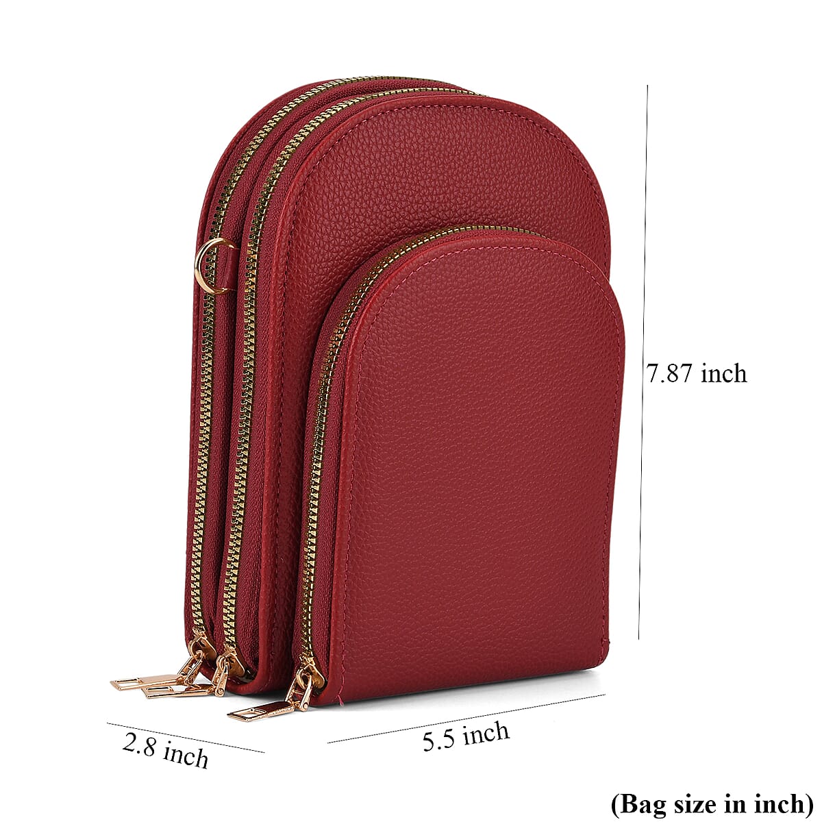 La Marey Dark Red Faux Leather Crossbody Bag image number 7