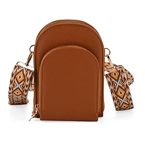 La Marey Brown Faux Leather Crossbody Bag