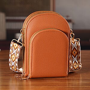 La Marey Brown Faux Leather Crossbody Bag