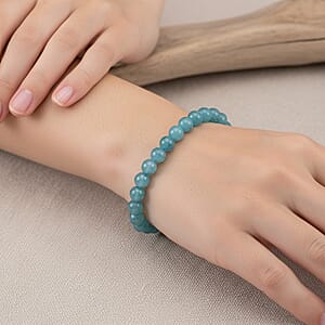 Amazonite Quartz Beaded Stretch Bracelet 50.00 ctw