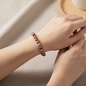Rhodonite Beaded Stretch Bracelet 55.00 ctw