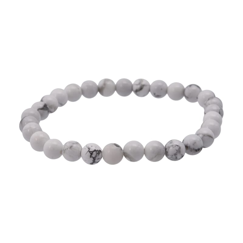 White Howlite Beaded Stretch Bracelet 48.00 ctw