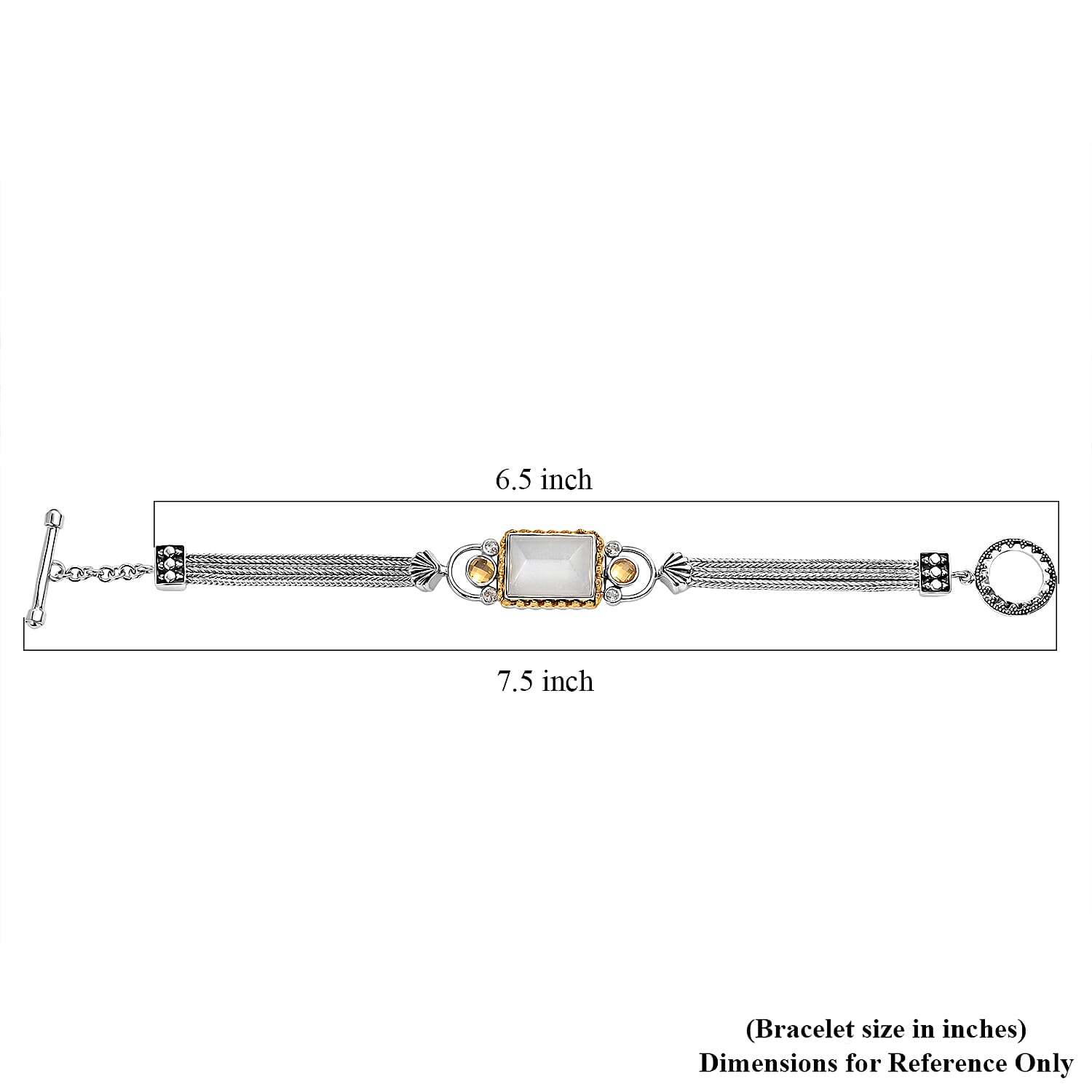 Sajen Silver Grey Moonstone and Multi Gemstone 12.70 ctw Bracelet in 18K Vermeil YG and Rhodium Over Sterling Silver (7.25 In)