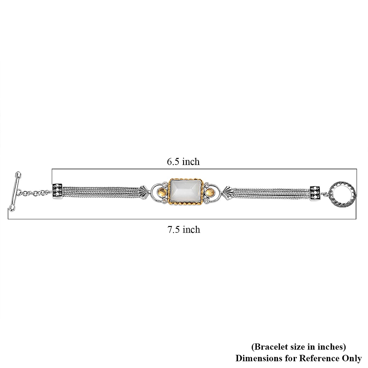 Sajen Silver Grey Moonstone and Multi Gemstone 12.70 ctw Bracelet in 18K Vermeil YG and Rhodium Over Sterling Silver (7.25 In) image number 4