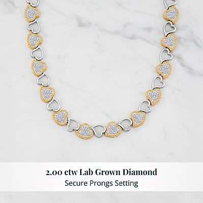  Luxuriant Lab Grown Diamond VS-SI 2.00 ctw Necklace in 14K YG Over and Sterling Silver 16.5 Inches