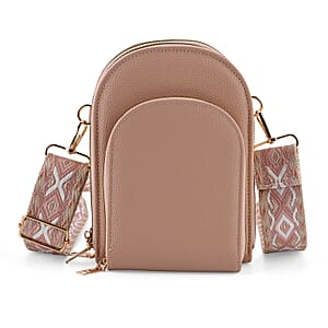 La Marey Pink Faux Leather Crossbody Bag