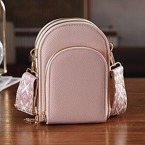 La Marey Pink Faux Leather Crossbody Bag