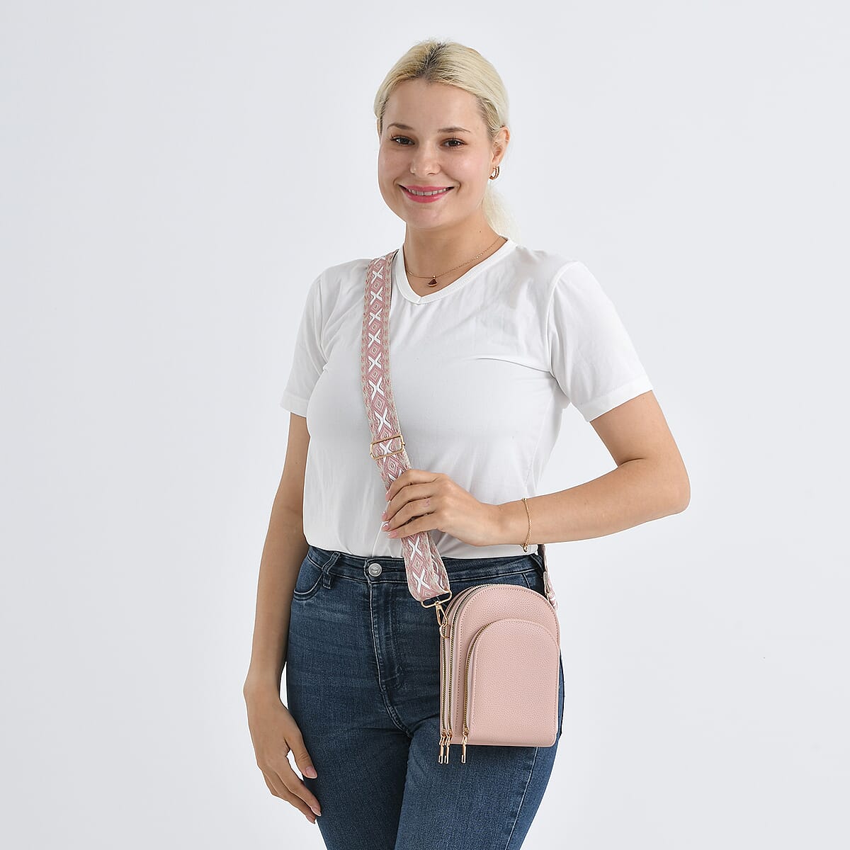 La Marey Pink Faux Leather Crossbody Bag image number 2
