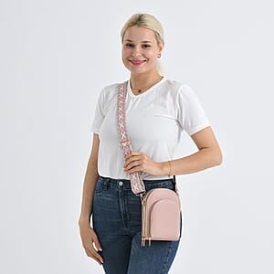 La Marey Pink Faux Leather Crossbody Bag