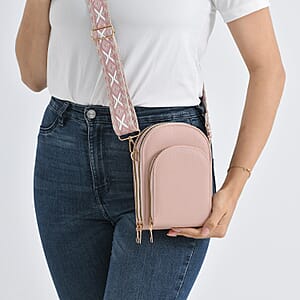 La Marey Pink Faux Leather Crossbody Bag