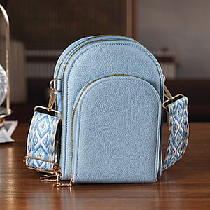 La Marey Blue Faux Leather Crossbody Bag