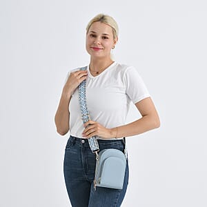 La Marey Blue Faux Leather Crossbody Bag