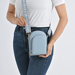 La Marey Blue Faux Leather Crossbody Bag