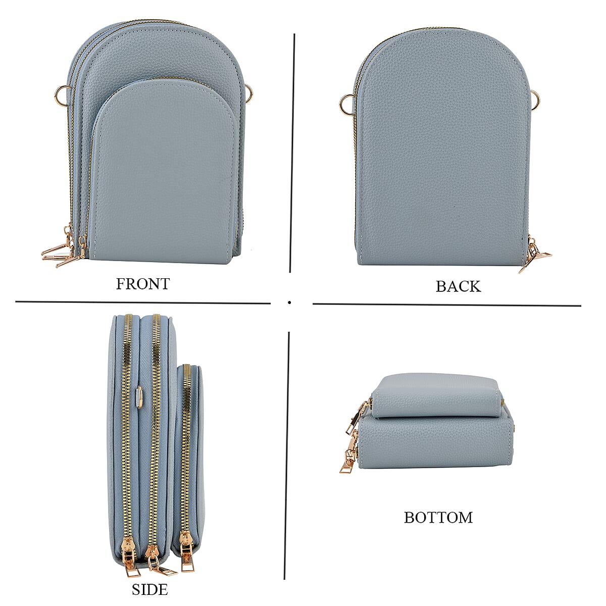 La Marey Blue Faux Leather Crossbody Bag image number 4