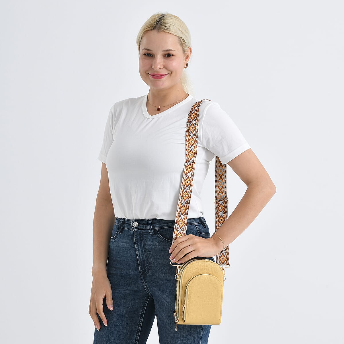 La Marey Yellow Faux Leather Crossbody Bag image number 2