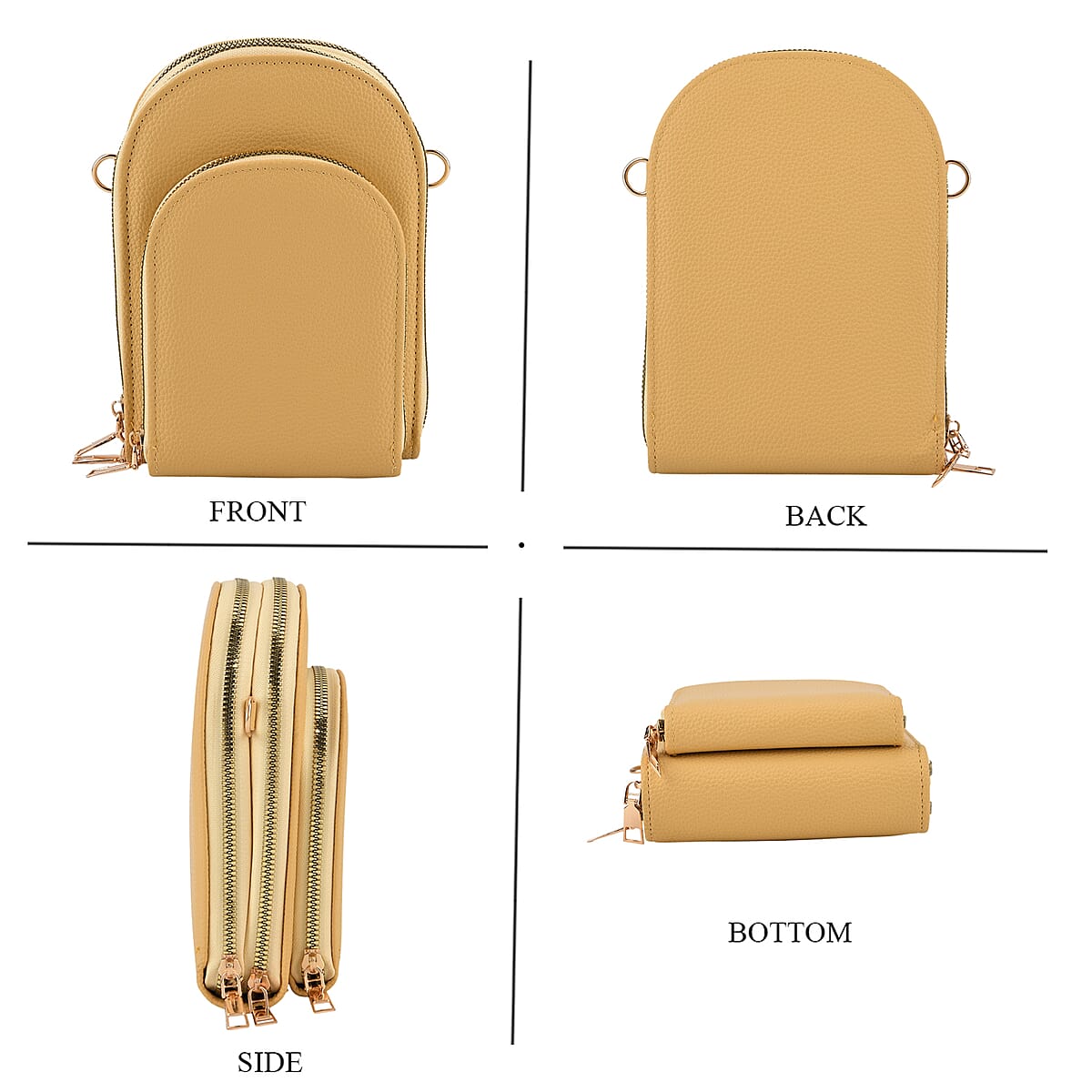 La Marey Yellow Faux Leather Crossbody Bag image number 4