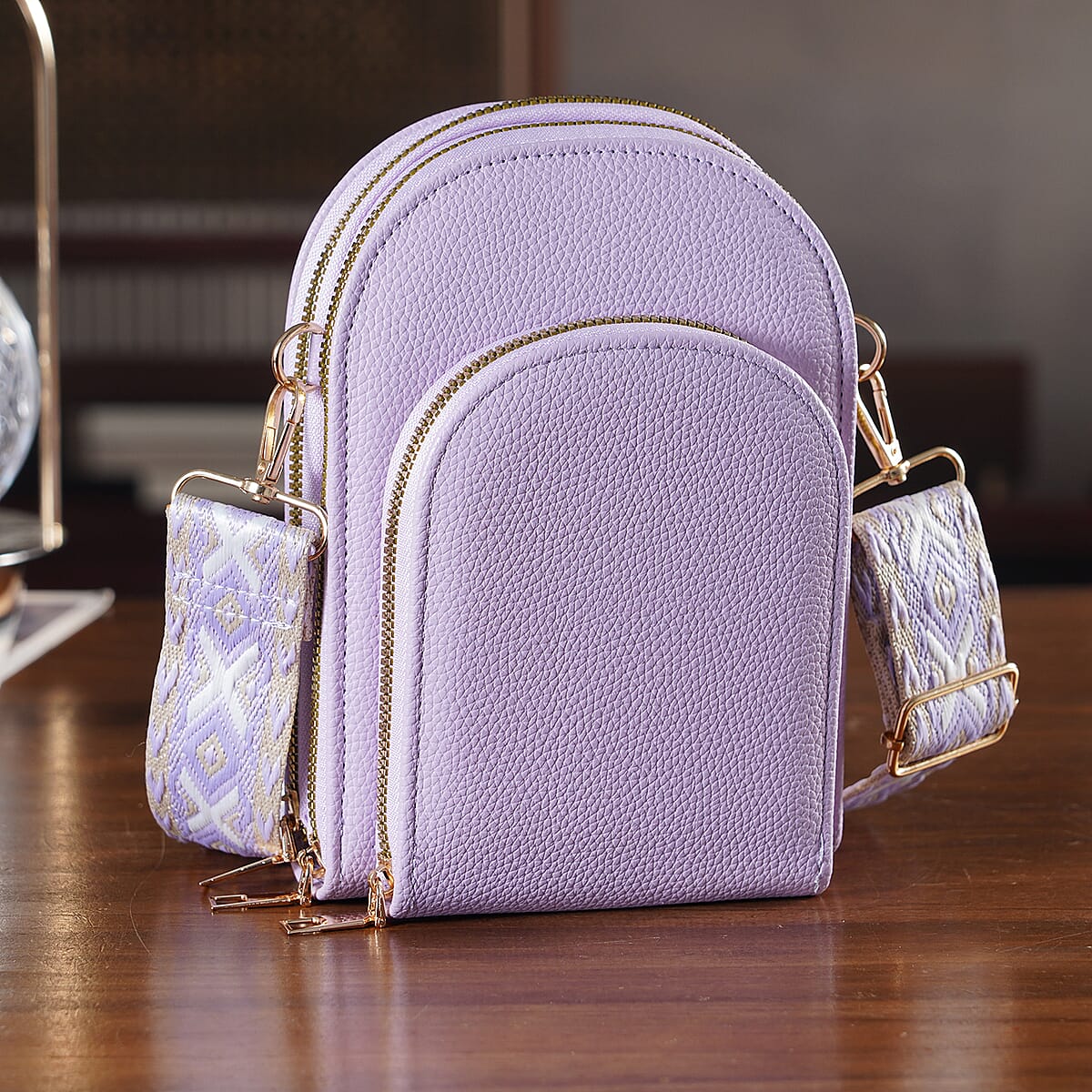 La Marey Purple Faux Leather Crossbody Bag image number 1