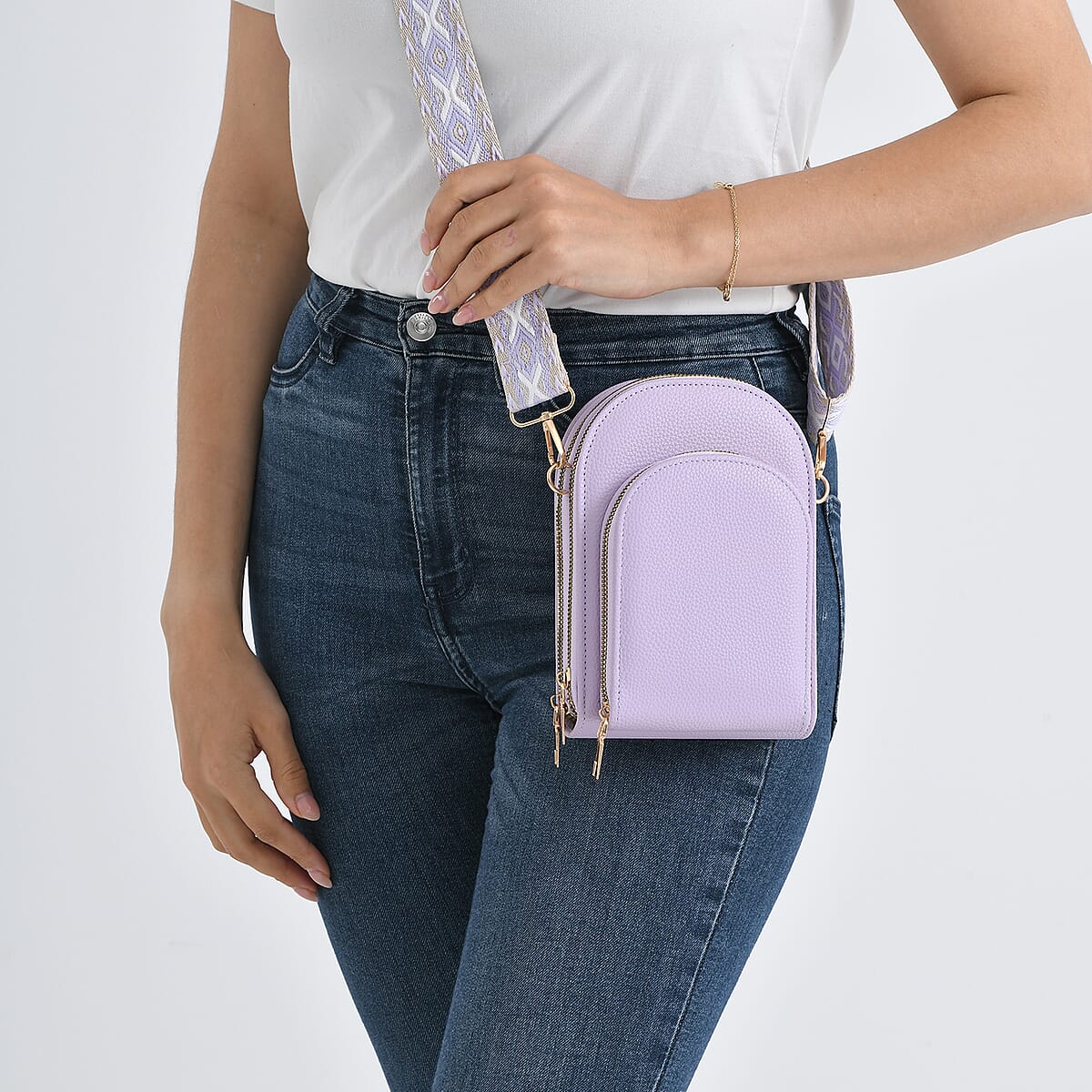 La Marey Purple Faux Leather Crossbody Bag image number 3