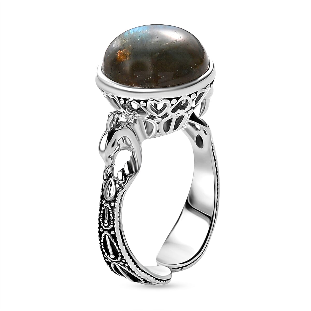 Sajen Silver Malagasy Labradorite Ring in Rhodium Over Sterling Silver 5.50 ctw (Size 10.0) image number 3